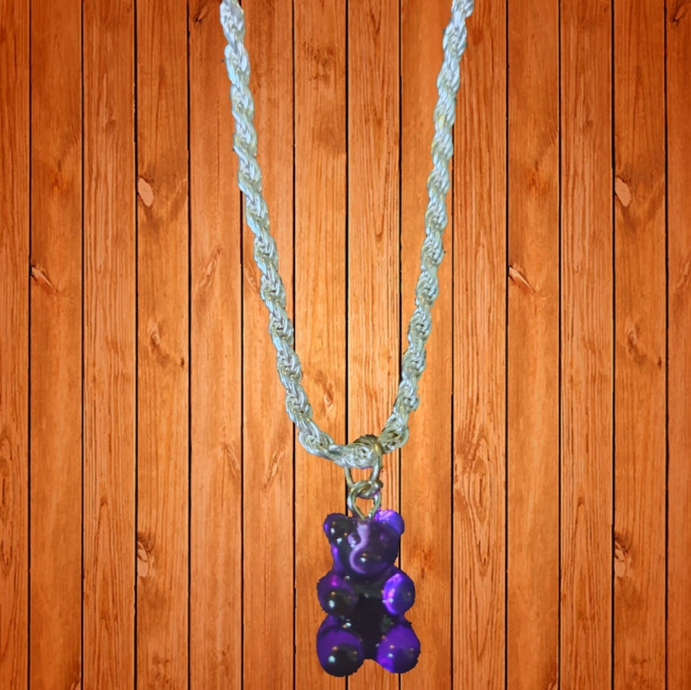 Sterling Silver Rope Chain with Gummy Bear Pendant